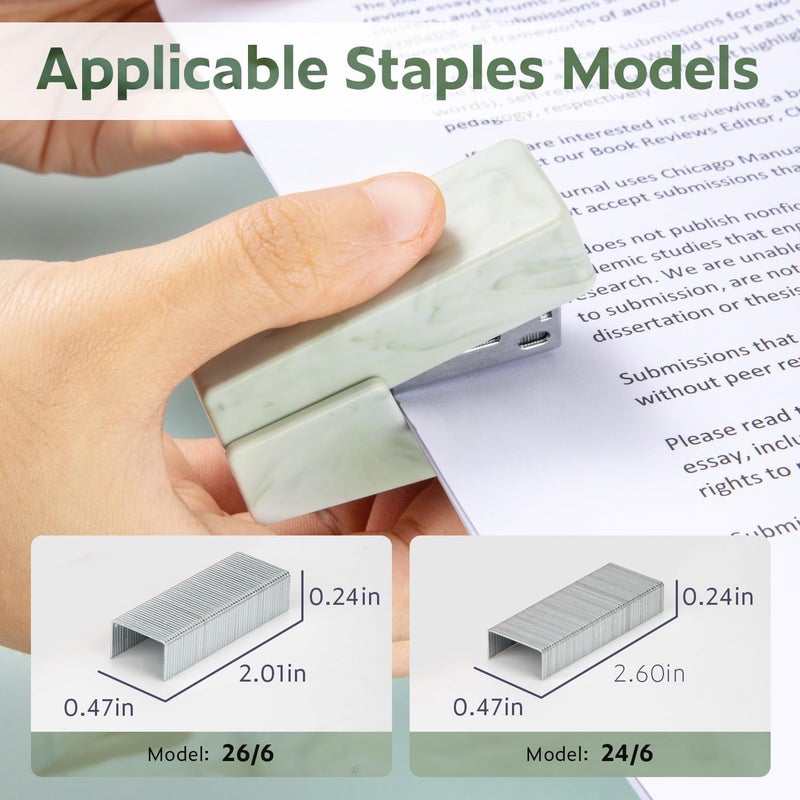 NUSIGN Mini Stapler with 830 Staples, Small Cute Desk Staplers, 25 Sheet Capacity, Fluid Green - Image 3